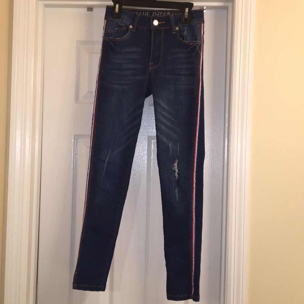 Skinny Leg Striped Jeans